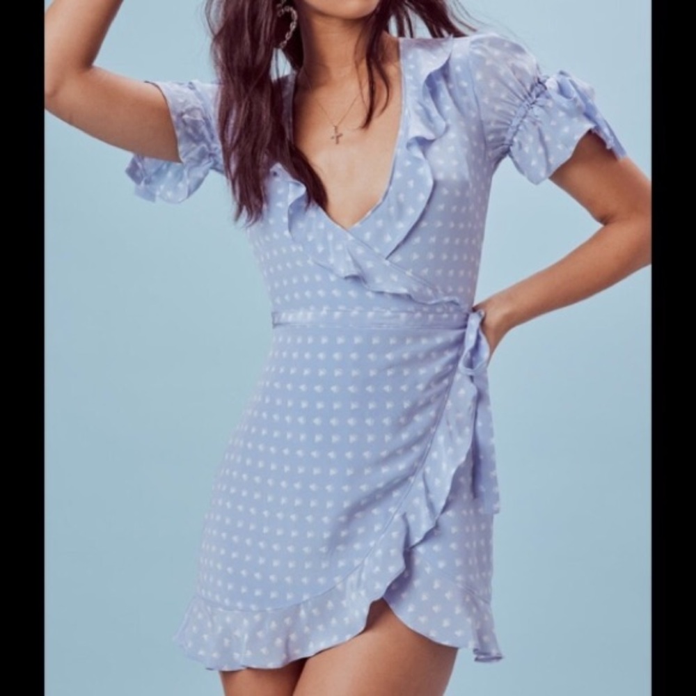 For love and lemons periwinkle wrap dress